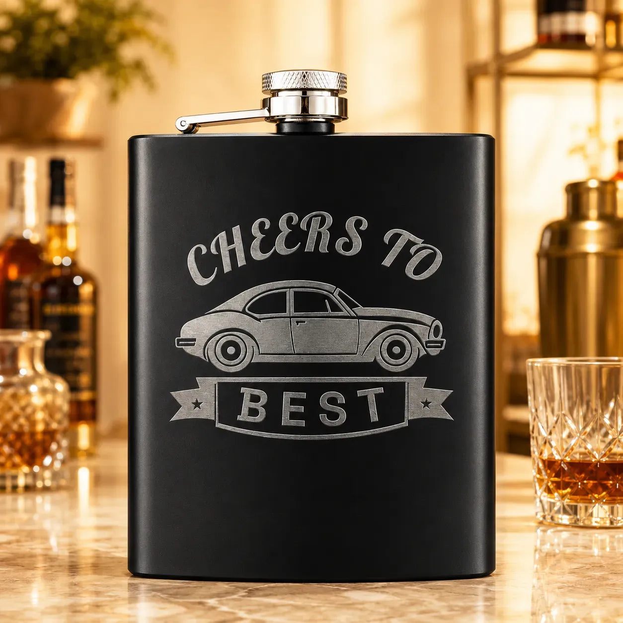 Personalized Leather-Wrapped Hip Flask