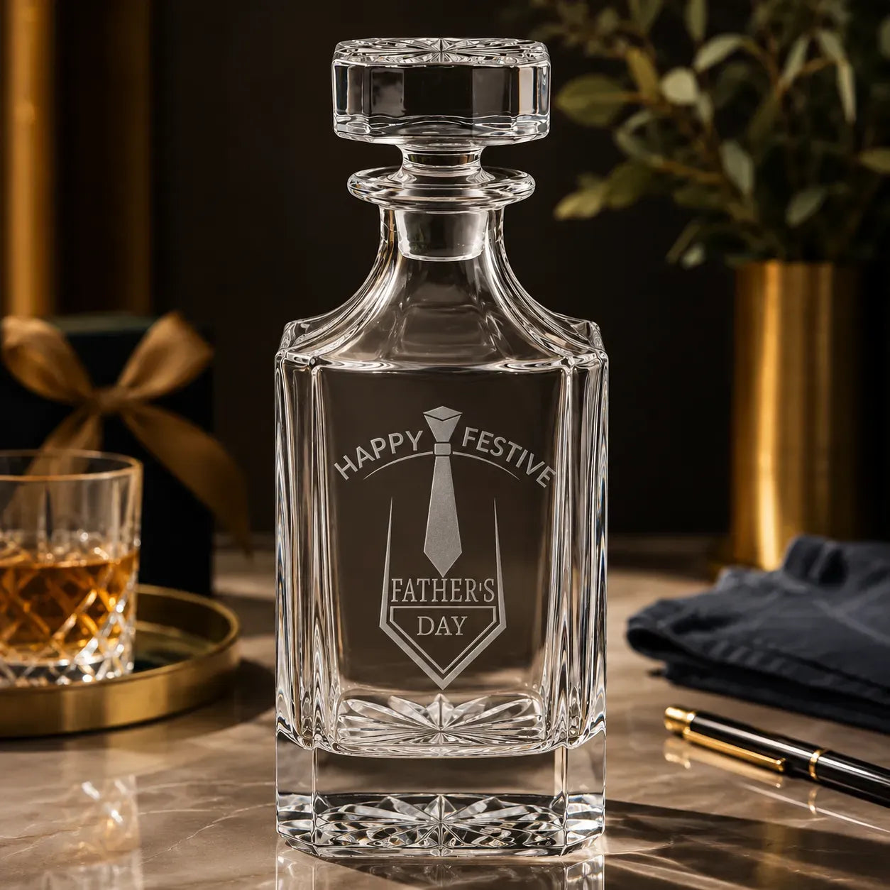 Signature Geometric Glass Decanter